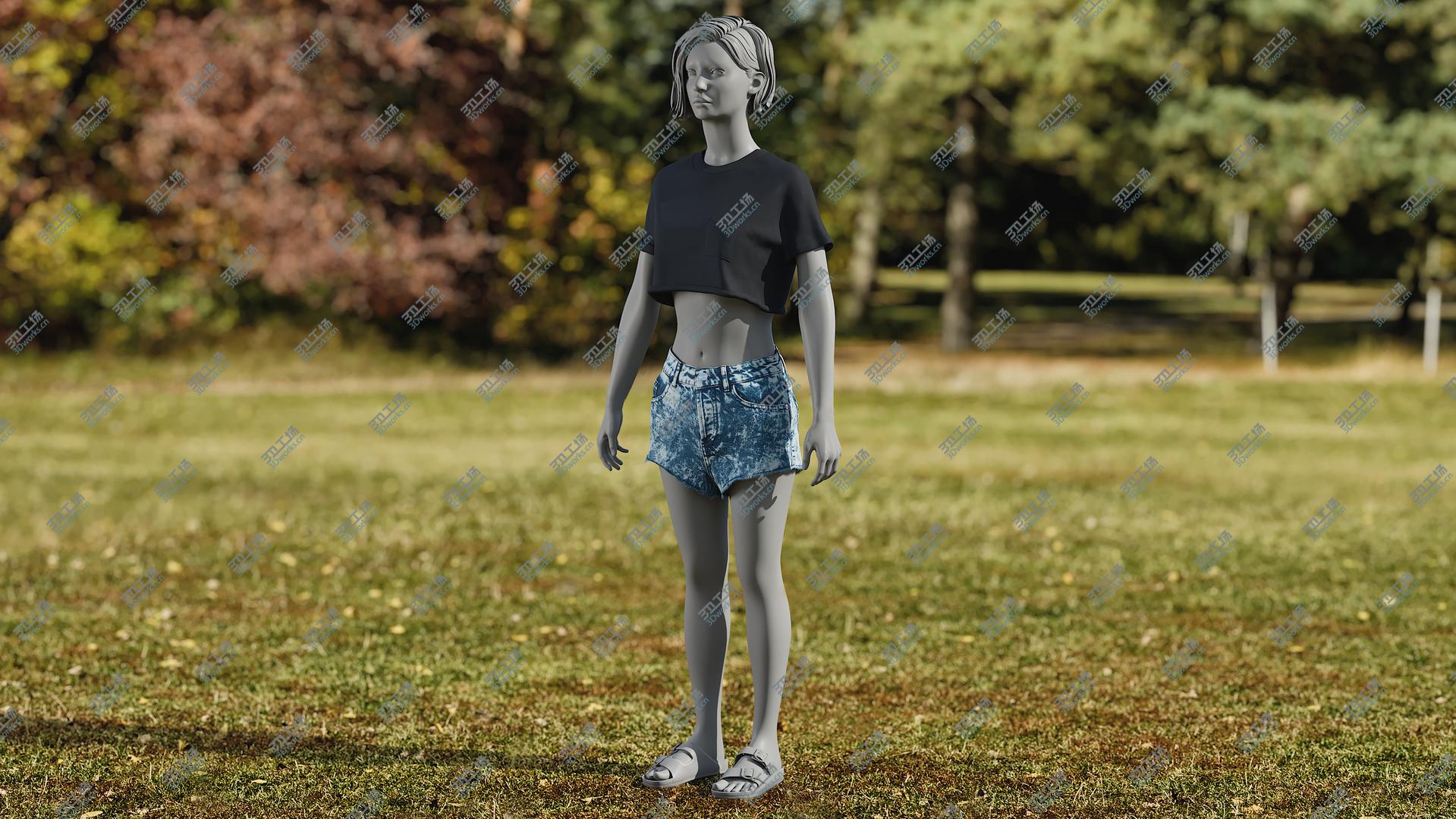 images/goods_img/202104093/Women's Jean Shorts with Tshirt 3D model/2.jpg